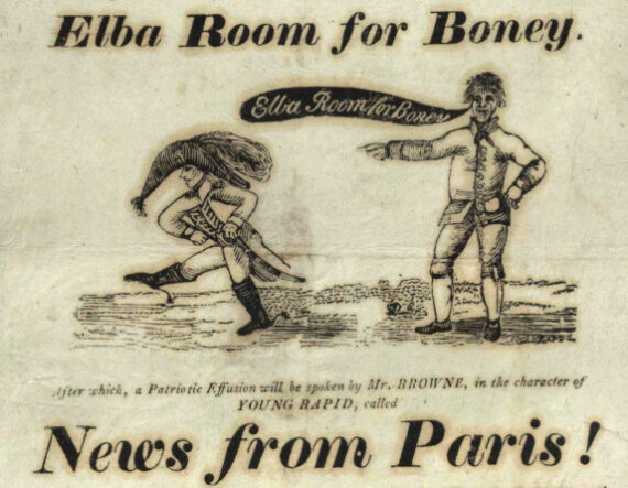 detail of handbill advertising patriotic celebration of Napoleon's exile to Elba